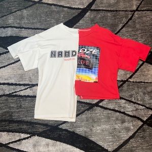 Modern split crop graphic tee/ BRAND NEW!!